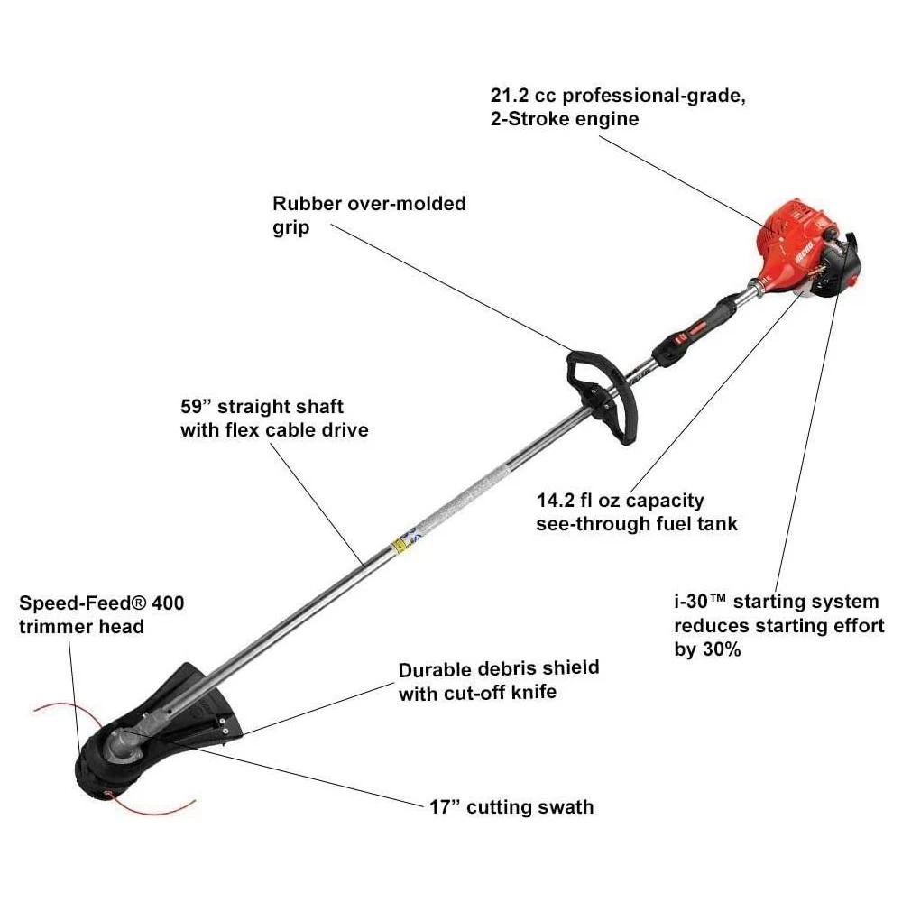 ECHO Gas 2-Stroke Cycle Straight Shaft Trimmer, 21.2cc, SRM-225 2 ECHO Gas 2-Stroke Cycle Straight Shaft Trimmer, 21.2cc, SRM-225 - Image 2