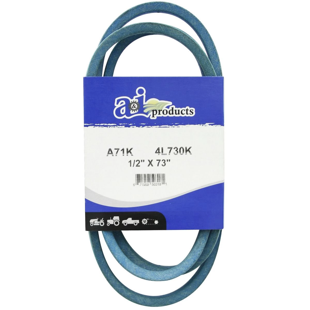 A&i Products Aramid Blue V-Belt, A71K, 1/2 IN x 73 IN 1 A&i Products Aramid Blue V-Belt, A71K, 1/2 IN x 73 IN