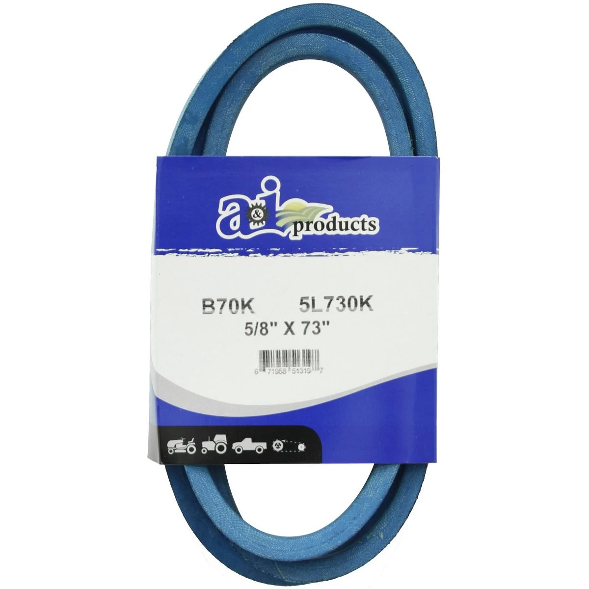 A&i Products Aramid Blue V-Belt, B70K, 5/8 IN x 73 IN 1 A&i Products Aramid Blue V-Belt, B70K, 5/8 IN x 73 IN